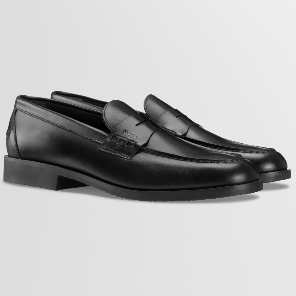 Koio Black Leather Loafers in Size 40